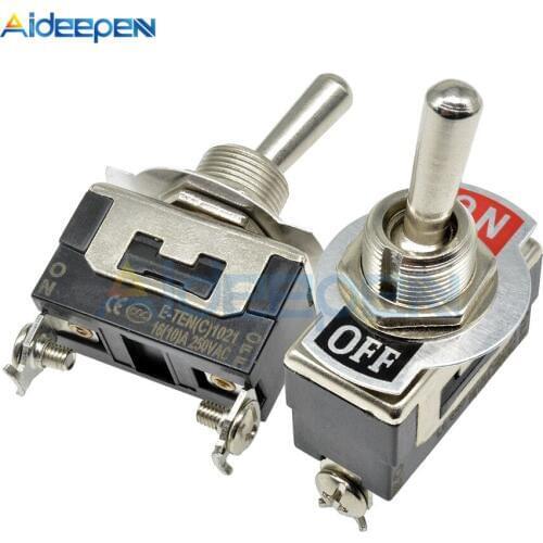 E-TEN(C) 1021 Mini Auto Toggle Switch Black 2Pin On-Off Switch Copper Contactor 10000 Times Lifespan 250V 16A 29*14.7MM