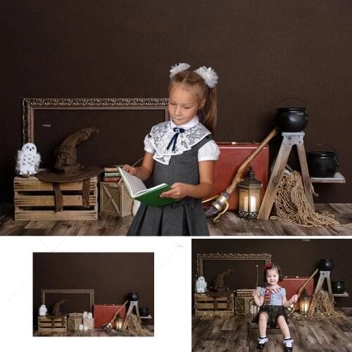Magic Book Hat Broom Backdrops Photography Castle Interior Light Decorations Child Kids Baby Shower Newborn Portrait Background