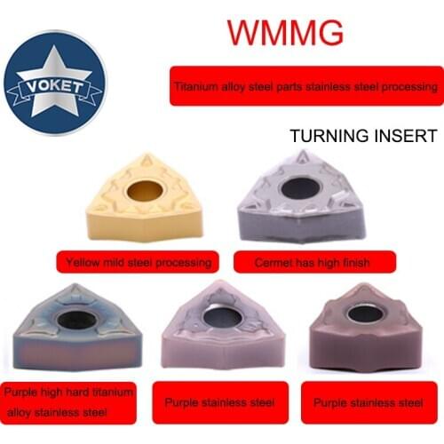 VOKET Alloy cutter head WNMG 080404 CNC turning blade stainless steel high-hard titanium alloy powder metallurgy processing