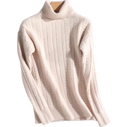 Merino Wool Cashmere Sweater 2021 Fashion Sweater Thickening Winter Clothes Turtleneck Sweater Warm Womens Wheat Spike Pattern