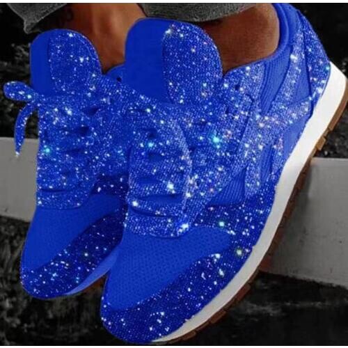Plus Size Woman Sneakers Shining Glitter Autumn Shoes Woman Platform Trainers Ladies silver Shoes Tenis Feminino Red Blue Black