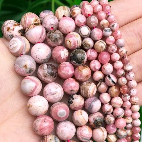 AAA Grade Natural Argentina Rhodochrosite Genuine Stone Round Loose Beads For DIY Making Jewelry Bracelet Accessories 7.5