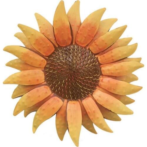 12 Inch Metal Sunflower Wall Art Sculpture Wall Decor 3D Iron Sun Flower Wall Hanging Garden Fence Living Room Corridor Decor