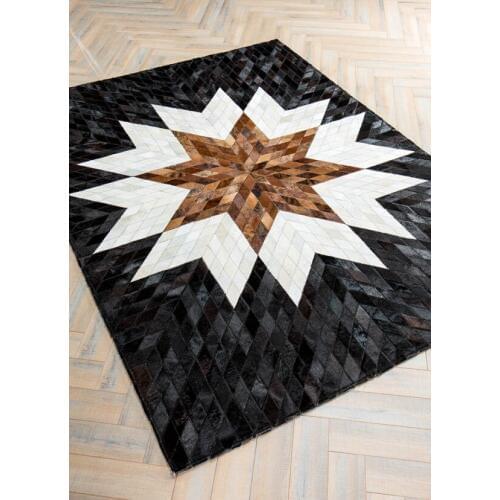 Fashionable art carpet 100% natural genuine cowhide leather outdoor carpet for decks