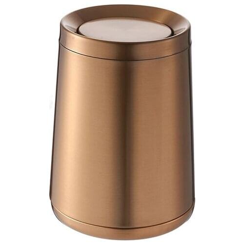 Stainless steel trash can household living room bedroom bathroom with cover flip light wastebasket