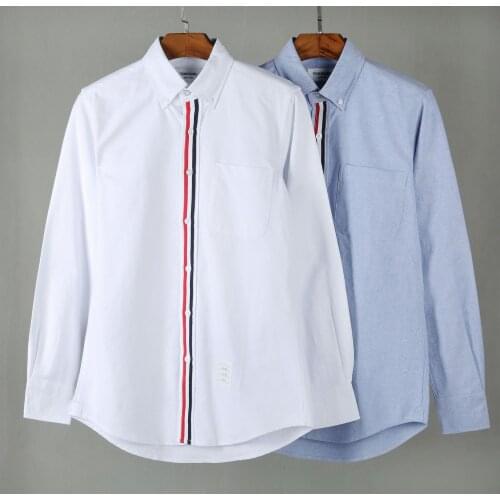 TB THOM Brand Men Long Sleeve Shirt Casual Fashion Korean Design Cotton Top Business Women Blouse High Quality