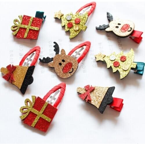 New cute baby hairpin girls new year hairpin girl gift Cartoon christmas tree bell christmas headdress hairpin