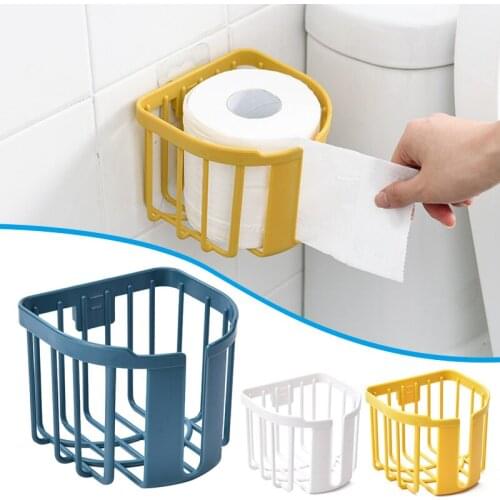 New Wall Mounted Roll Paper Holder Adhesive Hanging Tissue Basket Drainage Storage Rack for Toilet Bathroom Bathroom Hardware