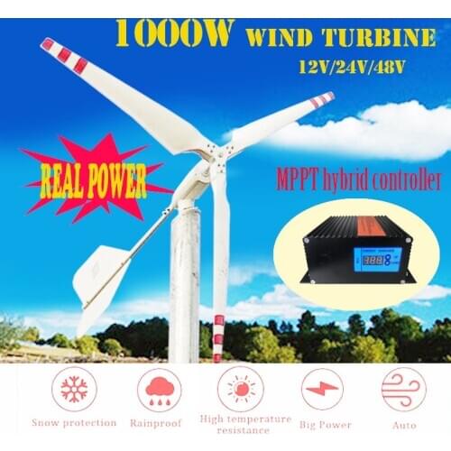 Factory New Horizontal 1kw Wind Turbine Generator 1000w 12V 24V 48V On Grid Wind Kit For Home Use