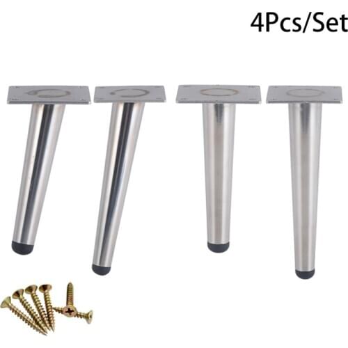 4Pcs Stainless Steel Furniture Legs Load 900KG Silver Tapered Feet For TV Cabinet Cupboard Sofa Tea Table Foot 15/20/25/30CM