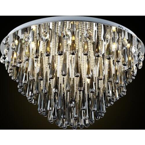 Noble Smoky gray Crystal Hanging Parlor Ceiling Light Luxury Modern Tiers Living Room Bedroom Hotel Ceiling Lighting fixtures