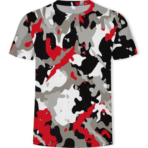 Factory direct sales 3D mens t-shirt military camouflage printing casual t-shirt mens clothing Asian size S-6XL T-shirt men