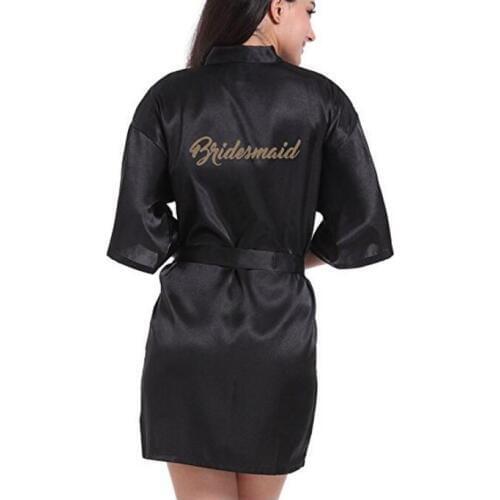 RB91 2017 Fashion Silk Bride of Mother Robe with Gold Letter Sexy Women Short Satin Wedding Kimono Sleepwear Get Ready Robe