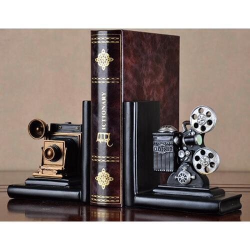 Retro Camera Bookend Movie Film Projector Black Silver Collectors Project Creative Bookcase Vintage Jewelry Study Room Study Ho