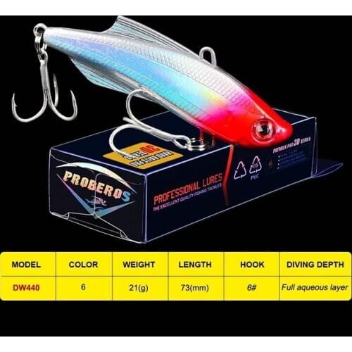 1PC VIB Fishing Lure 7.3cm-2.87"/20.5g-0.72oz Balancer Carp Fishing Tackle Lures with 6# BKB Hook 6 Colors Wobbler Bass Baits