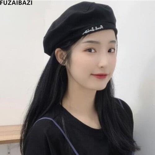 FUZAIBAZI 2021Schoolgirl Berets Female Spring Summer Thin Section Breathable Painter Temperament Grace New Military Cap Gorra
