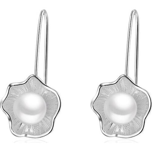 925 Sterling Silver Fashion Flower Design Pearl Stud Earrings for Women Wholesale Jewelry Christmas Gift Drop Shipping Hot Sale