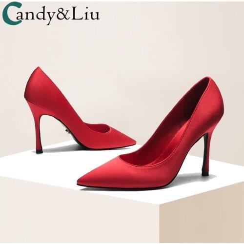 Sexy High Heels Womens New Magenta Wedding Shoes Spring 2021 10cm Pointed Bride Shoes, Wedding Shoes and Fine Shoes