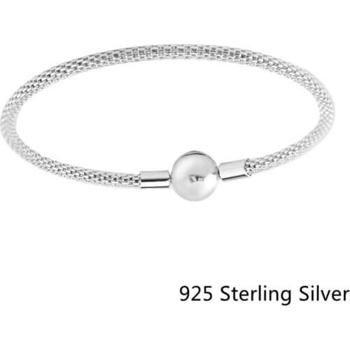 CKK 925 Sterling Silver Mesh Bangles For Women Original Fashion Bangles Jewelry Making Fits Beads and Charms