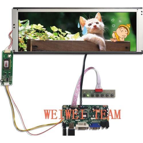 Wisecoco 14.9 Inch 1280x390 TFT display Stretched Bar LCD LTA149B780F Screen Ultra Wide VGA DVI LVDS Driver Board