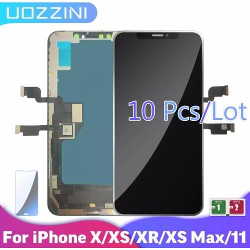 10pcs Good Quality For iPhone XS MAX XS XR X 11 LCD Display Touch Screen Replacement Touch Digeiter Assembly+Tempered Film