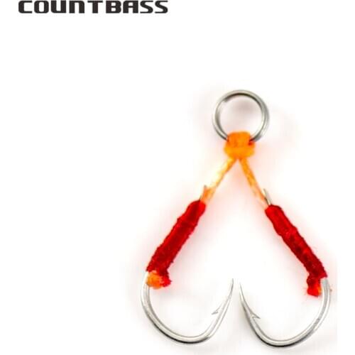 COUNTBASS 10pcs Micro Jigging Assist Hook with PE Line Fishing Lure Small Hooks with Split Ring Terminal Tackle