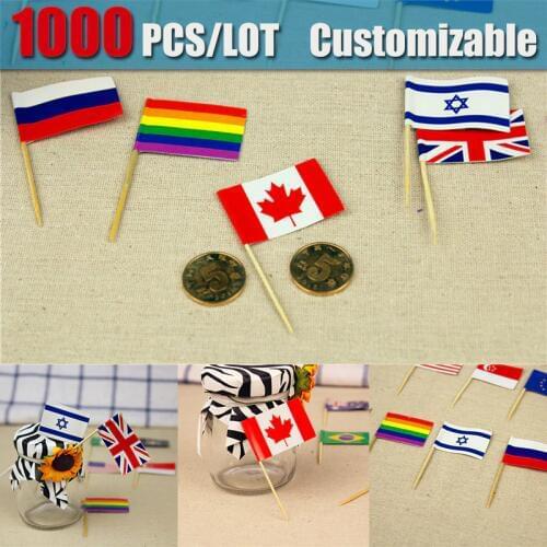 1000PCS/LOT Buffet paper flag bamboo decorative toothpicks Customizable bar Fruit platter Cocktail toothpick for Annual party