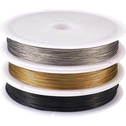 3 Rolls Nylon-coated Steel Wire 0.38mm 0.45mm Resistant Tiger Tail Beading Wire for Jewelry Making DIY Black Gold Silver Color