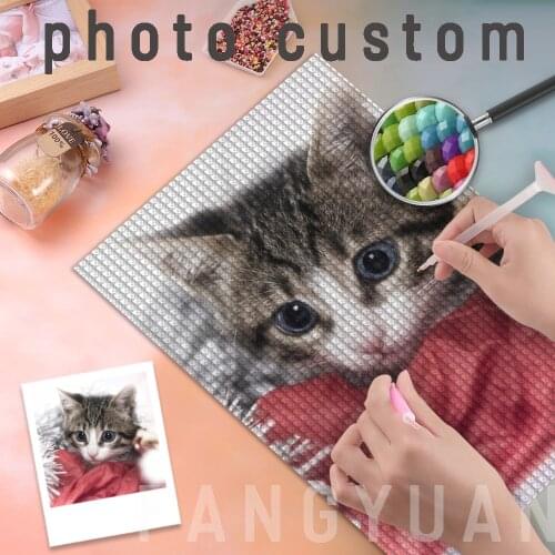 5D Diamond Painting Custom Pet Photo Diy Diamond Embroidery Fullsquare/round Picture of Rhinestones Handmade Gift Wall Art