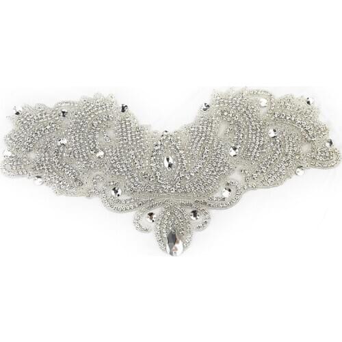 Wholesale Popular silver butterfly Sparkling Rhinestone Crystal Applique For Wedding dress WRA-408