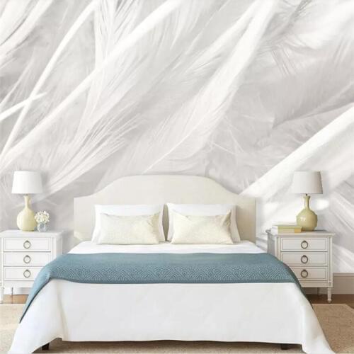 Beibehang Custom wallpaper 3d mural Nordic minimalistic abstract pure white feather decorative background wall papel de parede
