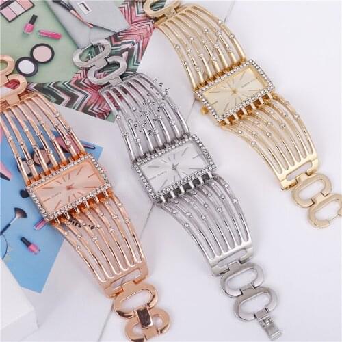 Watch Luxury Fashion Rose Gold Bangle Bracelet Watch Women Dress Clock Female Lady Girls Wristwatch Relojes