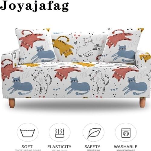 Cartoon Cat Elastic Sofa Cover High Quality Adjustable Couch Covers For Living Room Sectional Corner Slipcover Dust Proof