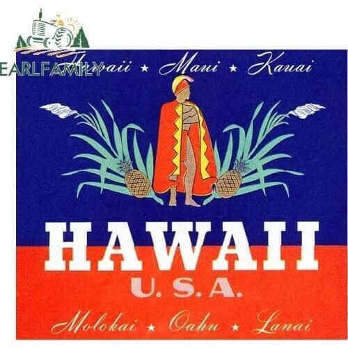 EARLFAMILY 13cm x 11.6cm for The Hawaii USA Car Stickers Bumper Anime Surfboard Decal Windshield Motorcycle Bumper Decoration