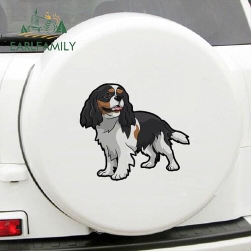 EARLFAMILY 43cm x 38cm For Cavalier King Charles Spaniel Car Stickers Waterproof Decal Occlusion Scratch Personality Decoration