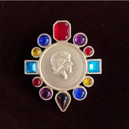 Mixed Color Opal Geometric Elegant Oriental Brooch