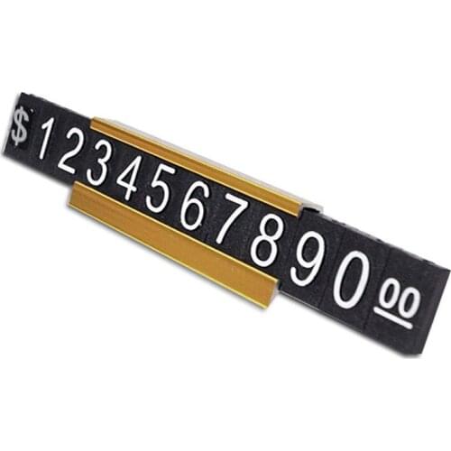 Elegant Adjustable Counter $ Price Tag Kit Promotion 0-9 Number Price Tage With Metal Holder Store Alloy Frame Price Tag 10Sets