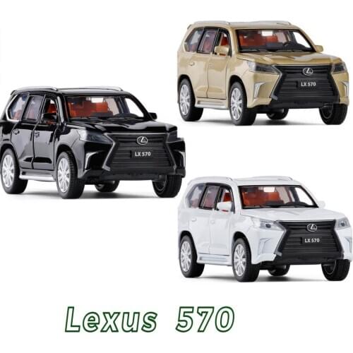 1:32 LX570 Music Light Alloy Metal Diecast Cars Toy Gold White Black Door Openable Pull Back Model Car Toys for children kids