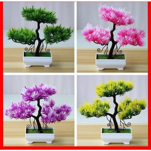 Artificial Plants Potted Bonsai Garden Decoration Outdoor Fake Plant Teen Room Decor Party Table Ornament For Home Garden Decor