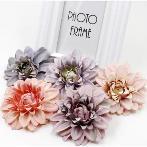 10pcs 10cm artificial dahlia chrysanthemum head For wedding Christmas decoration DIY flower wall gift box craft fake flower