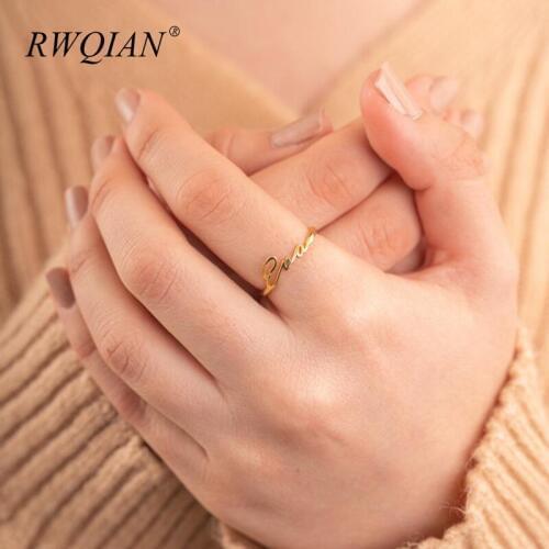 Custom Name Ring 18K Gold Personalized Stainless Steel Rings For Women Girls Wedding Band Custom Letters Initials Ring Jewelry