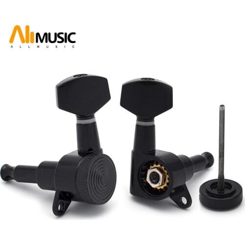 Black/Chrome/Gold Zebra Style Locked String Guitar Tuning Pegs Tuners Machine Heads for Folk Acoustic Electric Guitar