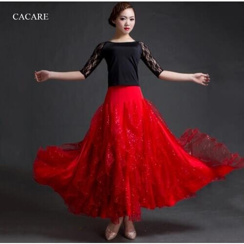 Ballroom Dance Competition Dresses Flamenco Standard Dance Dresses Waltz Tango 2 Colors Shirt Skirt Set D0423 Big Ruffled Hem