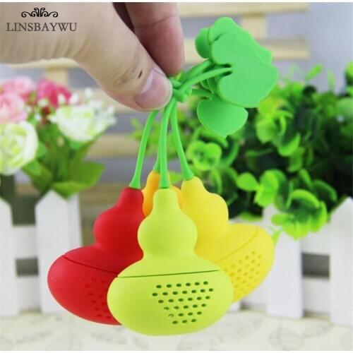 LINSBAYWU New Cute Creative Silicone Calabash Tea Infuser Diffuser Loose Tea Leaf Chain Strainer Herbal Filter Wholesale
