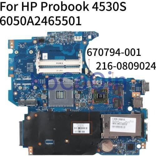 KoCoQin Laptop motherboard For HP Probook 4530S 4730S 4531S Mainboard 670794-001 670794-501 6050A2465501 HM65 216-0809024