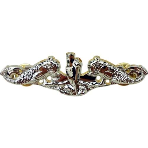 US MILITARY NAVY SUBMARINE METAL BADGE INSIGNIA PIN SILVER