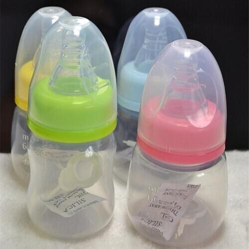 60ml Cute Baby Bottle Infant Newborn Cup Children Learn Feeding Drinking Milk Nursing Bottle Kids Straw Juice Water Bottles