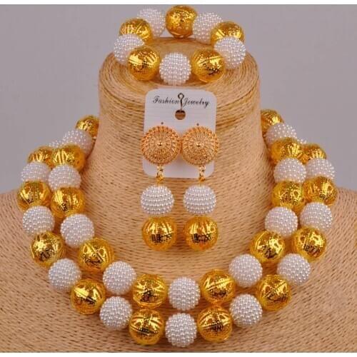 Fashion white african jewelry set simulated pearl nigerian traditional wedding set beads jewelry sets ZZ14