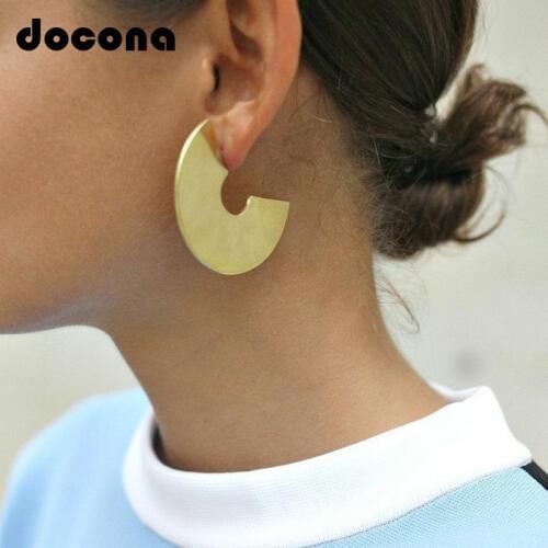 Docona Trendy Half Round Drop Dangle Earring for Women Abstract C Shape Piercing Earrings Party Jewelry Oorbellen 6144