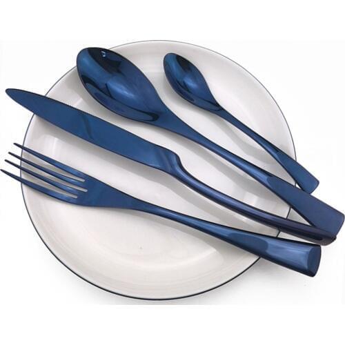 4-Piece/Set Elegant and noble Blue Silver Gold Black Knife Fork Spoon Cutlery Dinnerware Set 304 Stainless Steel Flatware Sets